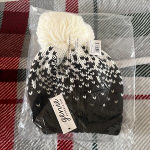 genie by EUGENIA KIM Brady Hat BLACK WHITE POM POM BEANIE ~ NWT/SEALED ~ Fast SH